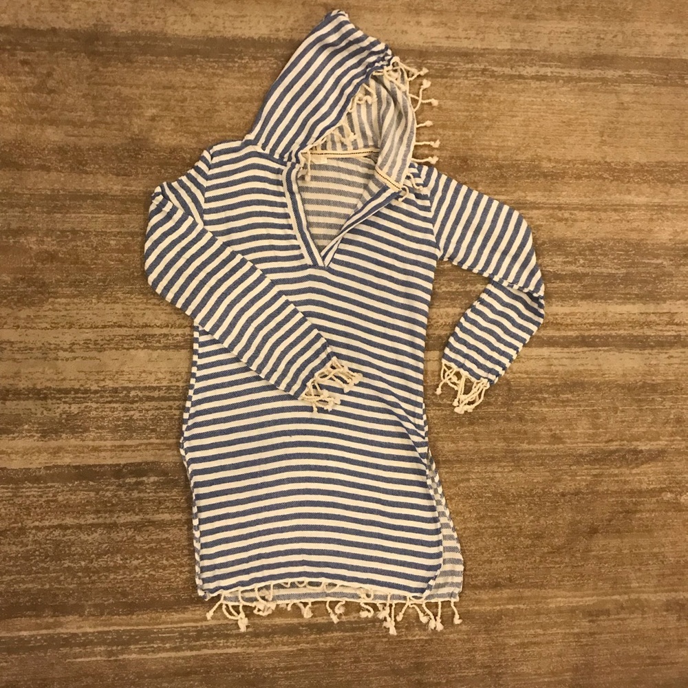 Turkish-T Fringed Swim Cover-Up